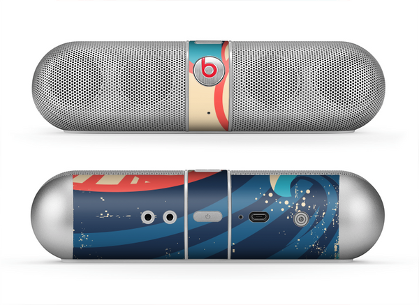 The Retro Vintage Blue vector Waves V3 Skin for the Beats by Dre Pill Bluetooth Speaker