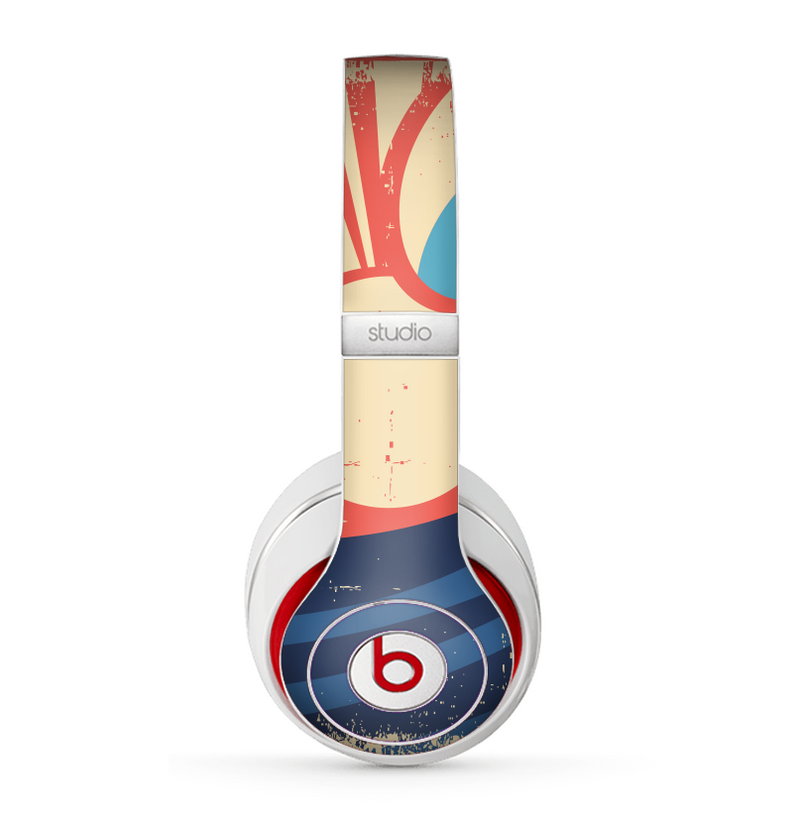 The Retro Vintage Blue vector Waves V3 Skin for the Beats by Dre Studio (2013+ Version) Headphones