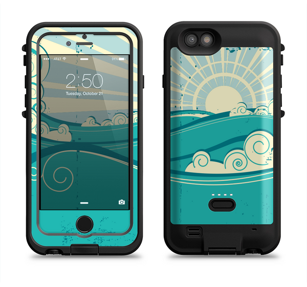 the retro vintage vector waves  iPhone 6/6s Plus LifeProof Fre POWER Case Skin Kit