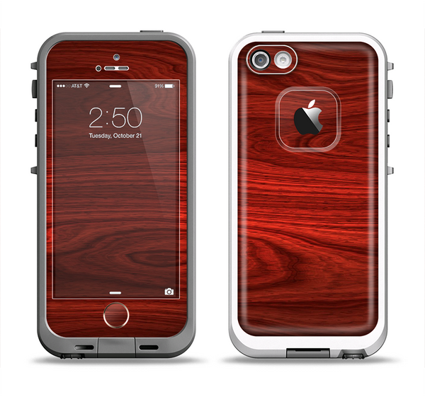 The Rich Red Wood grain Apple iPhone 5-5s LifeProof Fre Case Skin Set