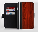 The Rich Red Wood grain Ink-Fuzed Leather Folding Wallet Credit-Card Case for the Apple iPhone 6/6s, 6/6s Plus, 5/5s and 5c