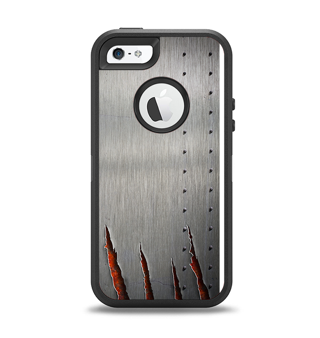 The Ripped Red-Core Metal Apple iPhone 5-5s Otterbox Defender Case Skin Set