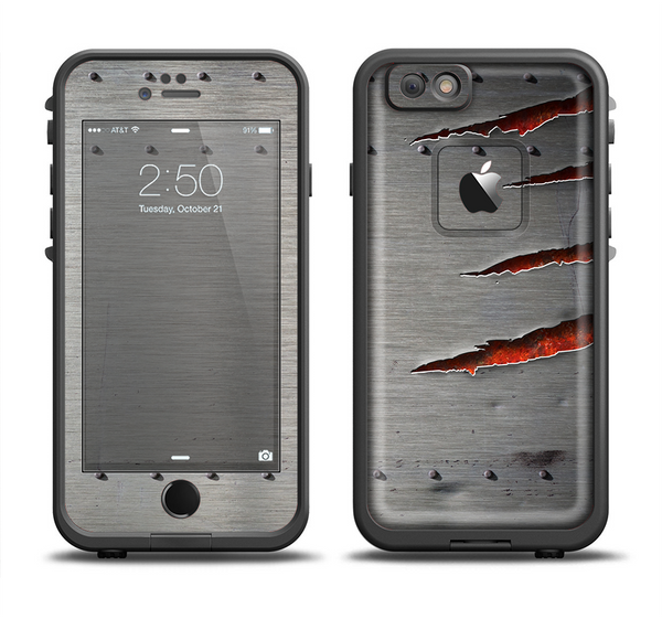 The Ripped Red-Core Metal Apple iPhone 6 LifeProof Fre Case Skin Set