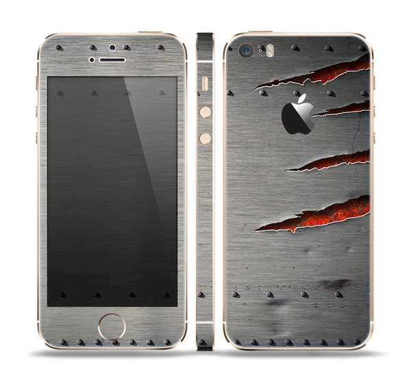 The Ripped Red-Core Metal Skin Set for the Apple iPhone 5s