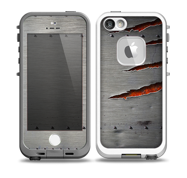 The Ripped Red-Core Metal Skin for the iPhone 5-5s fre LifeProof Case