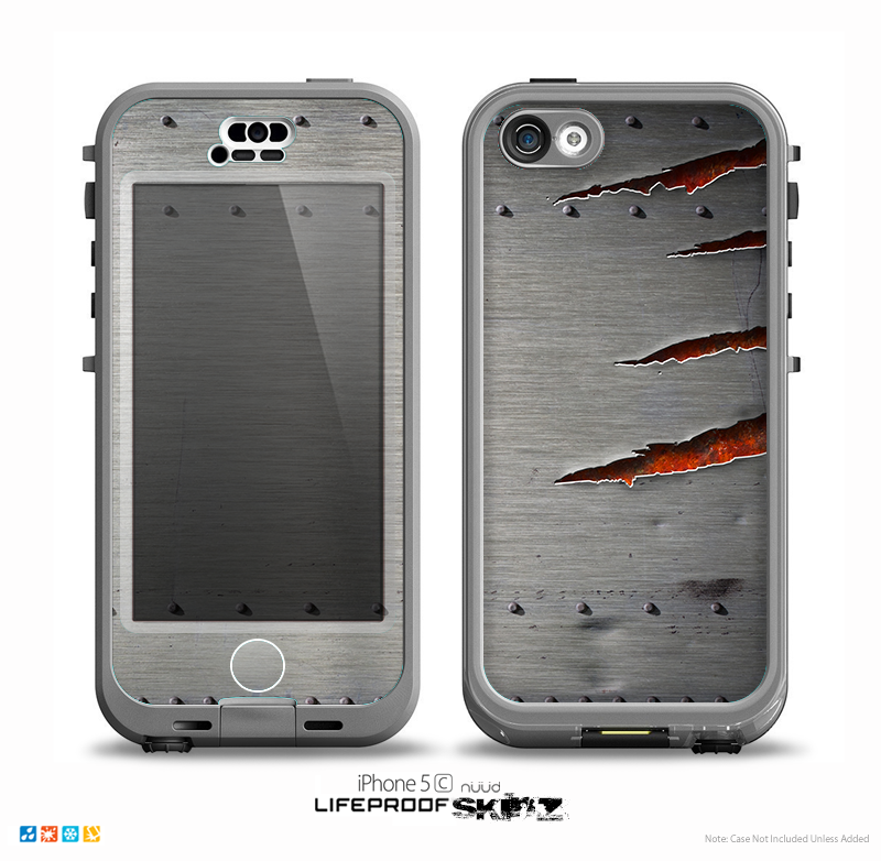 The Ripped Red-Core Metal Skin for the iPhone 5c nüüd LifeProof Case
