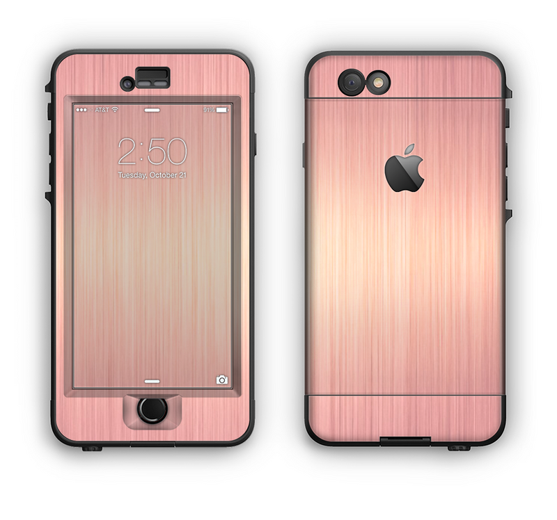 The Rose Gold Brushed Surface Apple iPhone 6 LifeProof Nuud Case Skin Set