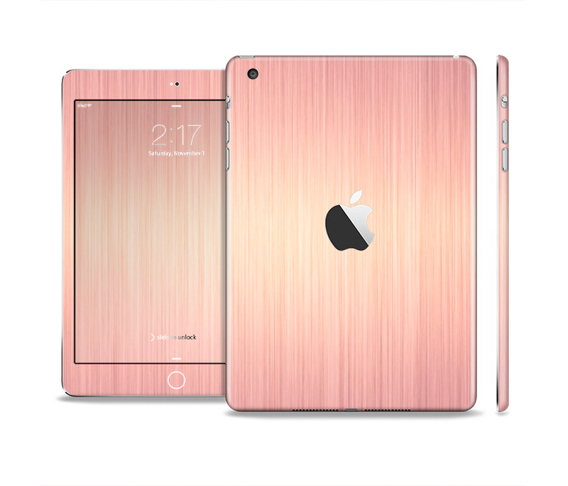 The Rose Gold Brushed Surface Full Body Skin Set for the Apple iPad Mini 2
