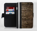 The Rough Textured Dark Wooden Planks Ink-Fuzed Leather Folding Wallet Credit-Card Case for the Apple iPhone 6/6s, 6/6s Plus, 5/5s and 5c