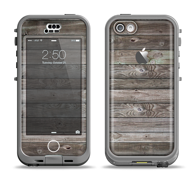 The Rough Wooden Planks V4 Apple iPhone 5c LifeProof Nuud Case Skin Set