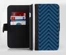 The Royal Blue & Black Sketch Chevron Ink-Fuzed Leather Folding Wallet Credit-Card Case for the Apple iPhone 6/6s, 6/6s Plus, 5/5s and 5c