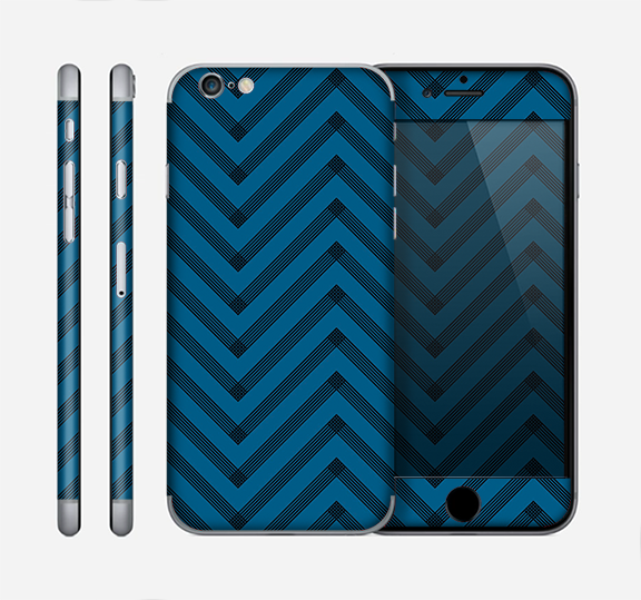The Royal Blue & Black Sketch Chevron Skin for the Apple iPhone 6