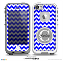 The Royal Blue & White Chevron Monogram Name Script Skin Gray v1 Skin for the iPhone 5-5s Fre LifeProof Case