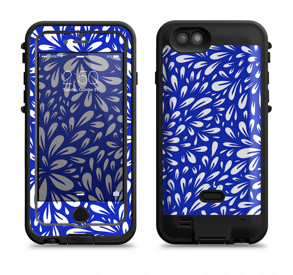 the royal blue white floral sprout  iPhone 6/6s Plus LifeProof Fre POWER Case Skin Kit
