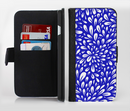 The Royal Blue & White Floral Sprout Ink-Fuzed Leather Folding Wallet Credit-Card Case for the Apple iPhone 6/6s, 6/6s Plus, 5/5s and 5c