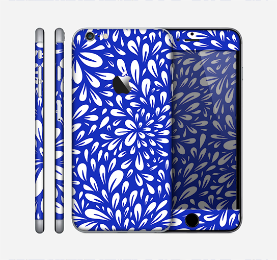 The Royal Blue & White Floral Sprout Skin for the Apple iPhone 6 Plus