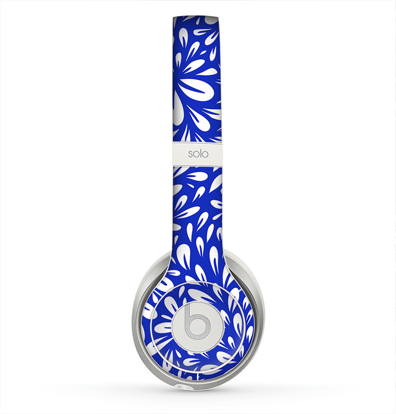 The Royal Blue & White Floral Sprout Skin for the Beats by Dre Solo 2 Headphones