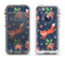 The Running Orange & Navy Vector Fox Pattern Apple iPhone 5-5s LifeProof Fre Case Skin Set