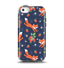 The Running Orange & Navy Vector Fox Pattern Apple iPhone 5c Otterbox Symmetry Case Skin Set