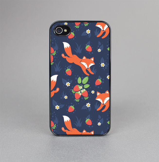 The Running Orange & Navy Vector Fox Pattern Skin-Sert for the Apple iPhone 4-4s Skin-Sert Case