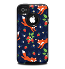 The Running Orange & Navy Vector Fox Pattern Skin for the iPhone 4-4s OtterBox Commuter Case