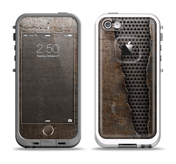 The Rustic Peeled Metal Apple iPhone 5-5s LifeProof Fre Case Skin Set