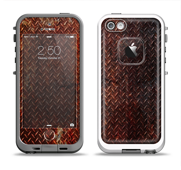 The Rusty Diamond Plate Texture Apple iPhone 5-5s LifeProof Fre Case Skin Set
