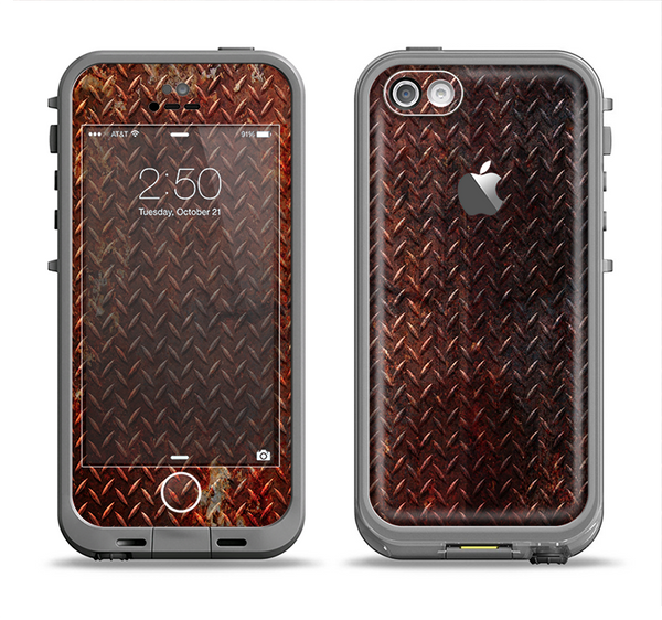 The Rusty Diamond Plate Texture Apple iPhone 5c LifeProof Fre Case Skin Set