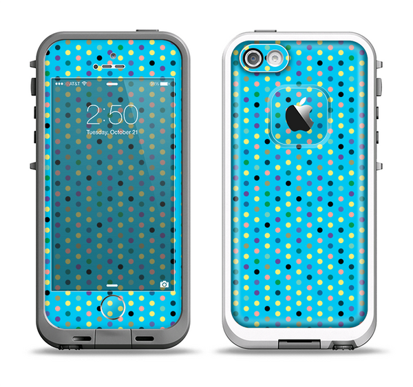 The Scattered Blue Polkadots Apple iPhone 5-5s LifeProof Fre Case Skin Set