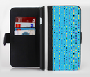 The Scattered Blue Polkadots Ink-Fuzed Leather Folding Wallet Credit-Card Case for the Apple iPhone 6/6s, 6/6s Plus, 5/5s and 5c