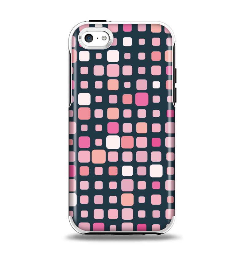 The Scattered Pink Squared-Polka Dots Apple iPhone 5c Otterbox Symmetry Case Skin Set