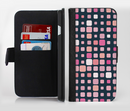 The Scattered Pink Squared-Polka Dots Ink-Fuzed Leather Folding Wallet Credit-Card Case for the Apple iPhone 6/6s, 6/6s Plus, 5/5s and 5c