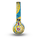 The Scratched Blue and Gold Surface Skin for the Beats by Dre Mixr Headphones
