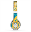 The Scratched Blue and Gold Surface Skin for the Beats by Dre Solo 2 Headphones