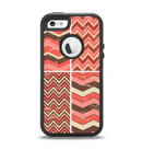 The Scratched Coral & Brown Layered Chevron All Apple iPhone 5-5s Otterbox Defender Case Skin Set