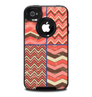 The Scratched Coral & Brown Layered Chevron All Skin for the iPhone 4-4s OtterBox Commuter Case
