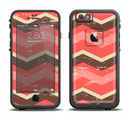The Scratched Coral & Brown Layered Chevron V1 Apple iPhone 6/6s LifeProof Fre Case Skin Set