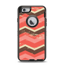 The Scratched Coral & Brown Layered Chevron V1 Apple iPhone 6 Otterbox Defender Case Skin Set