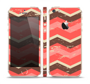 The Scratched Coral & Brown Layered Chevron V1 Skin Set for the Apple iPhone 5s