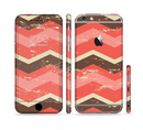 The Scratched Coral & Brown Layered Chevron V1 Sectioned Skin Series for the Apple iPhone 6s Plus