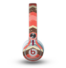 The Scratched Coral & Brown Layered Chevron V1 Skin for the Beats by Dre Mixr Headphones