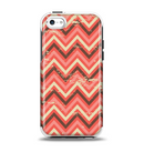 The Scratched Coral & Brown Layered Chevron V2 Apple iPhone 5c Otterbox Symmetry Case Skin Set