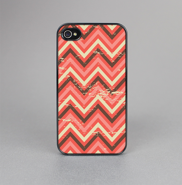 The Scratched Coral & Brown Layered Chevron V2 Skin-Sert for the Apple iPhone 4-4s Skin-Sert Case