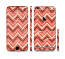 The Scratched Coral & Brown Layered Chevron V2 Sectioned Skin Series for the Apple iPhone 6s Plus