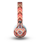 The Scratched Coral & Brown Layered Chevron V2 Skin for the Beats by Dre Mixr Headphones