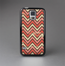 The Scratched Coral & Brown Layered Chevron V3 Skin-Sert Case for the Samsung Galaxy S5