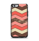 The Scratched Coral & Brown Layered Chevron V4 Apple iPhone 6 Otterbox Symmetry Case Skin Set