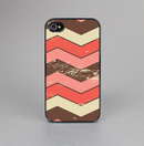 The Scratched Coral & Brown Layered Chevron V4 Skin-Sert for the Apple iPhone 4-4s Skin-Sert Case