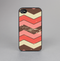 The Scratched Coral & Brown Layered Chevron V4 Skin-Sert for the Apple iPhone 4-4s Skin-Sert Case