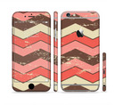 The Scratched Coral & Brown Layered Chevron V4 Sectioned Skin Series for the Apple iPhone 6s Plus